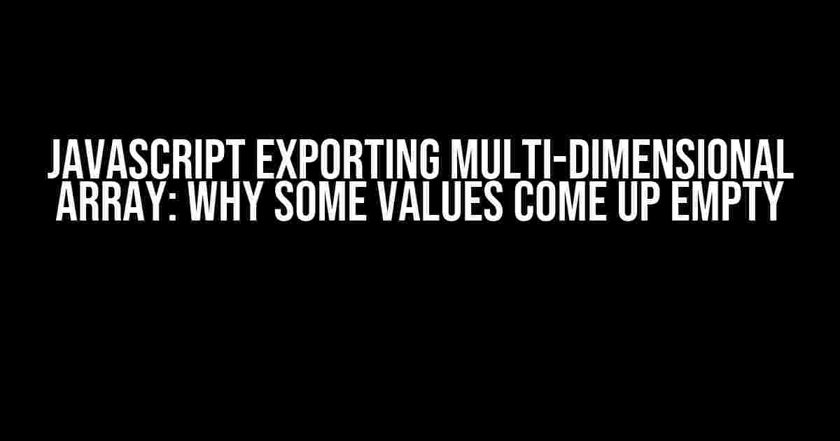 Javascript Exporting Multi-Dimensional Array: Why Some Values Come Up Empty